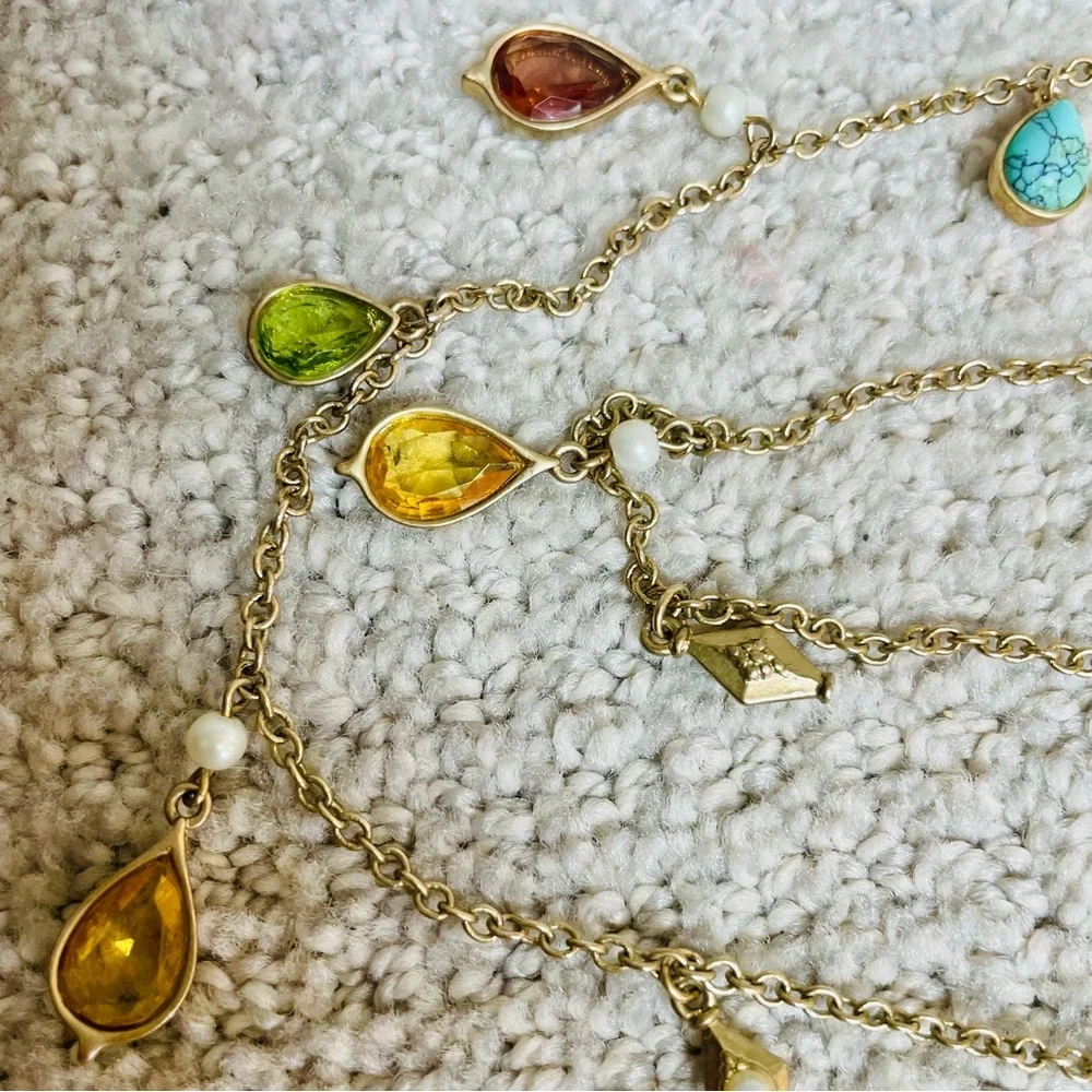 Lauren Ralph Lauren 90's Y2K Matte Gold Dangle Charm Necklace Earring Set Work - Picture 5 of 10